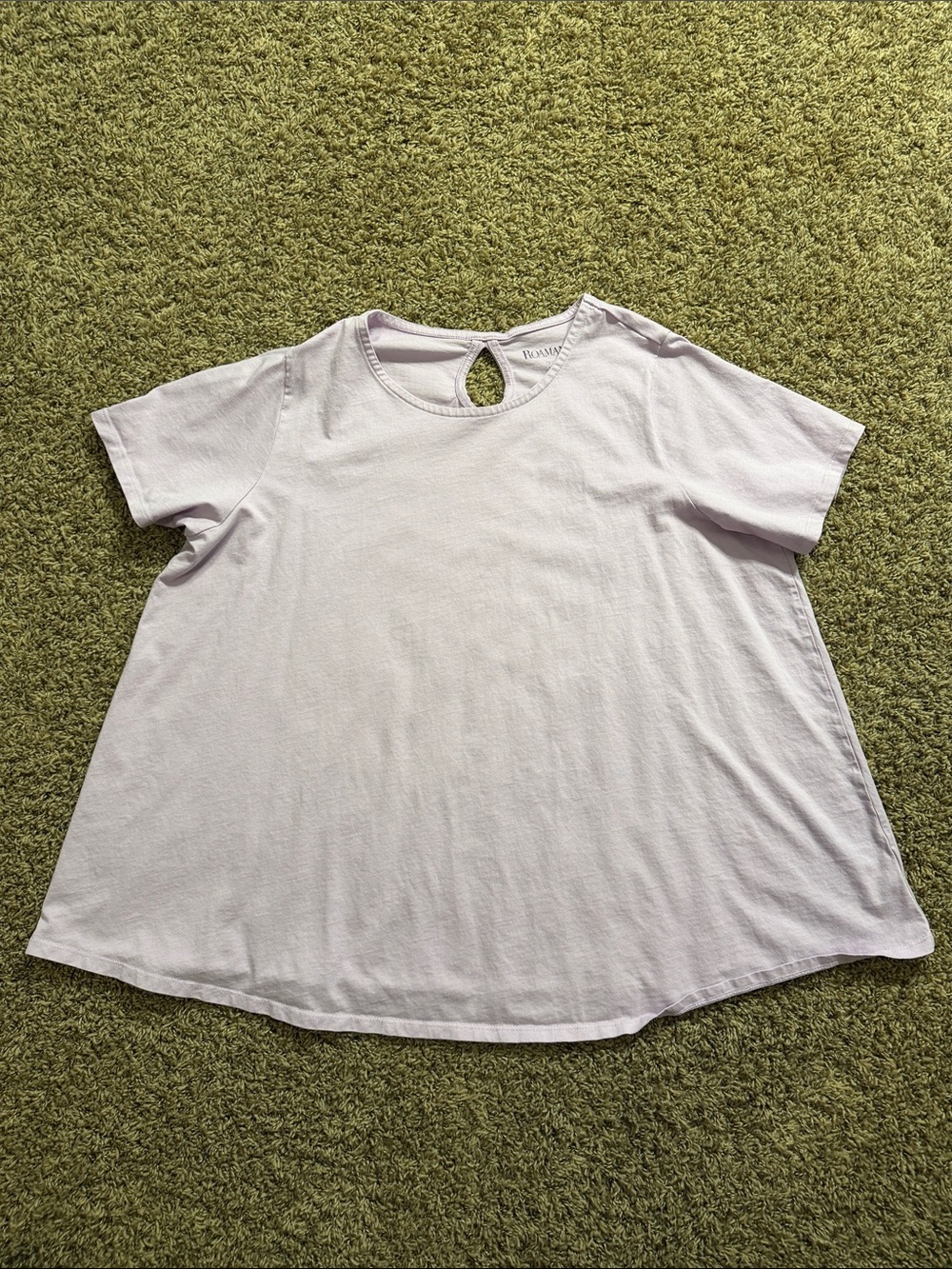 Roaman's Light Lavender Short Sleeve Tee with Back Keyhole